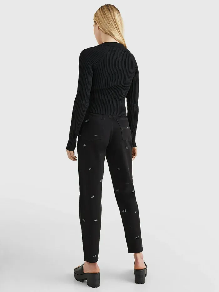 Tommy Hilfiger Badge Recycled ZipThru Cardigan Black Womens Knitwear Popular