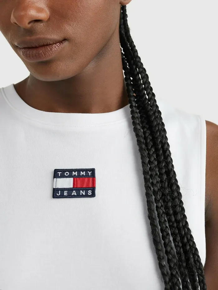 Tommy Hilfiger Badge Sleeveless Tank Dress White Womens Dresses and Jumpsuits Gift Ideas