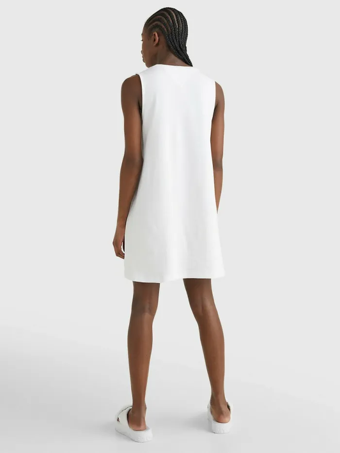 Tommy Hilfiger Badge Sleeveless Tank Dress White Womens Dresses and Jumpsuits Gift Ideas