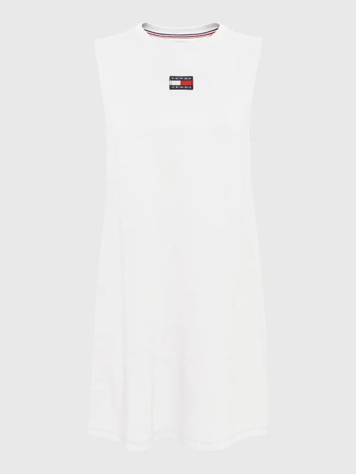 Tommy Hilfiger Badge Sleeveless Tank Dress White Womens Dresses and Jumpsuits Gift Ideas