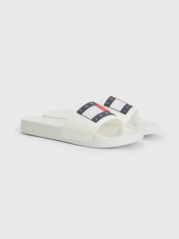 Tommy Hilfiger Badge Slides Ecru Womens Sandals Gift for Friend