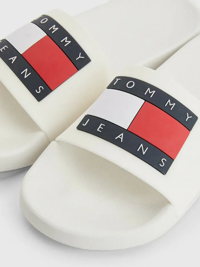 Tommy Hilfiger Badge Slides Ecru Womens Sandals Gift for Friend