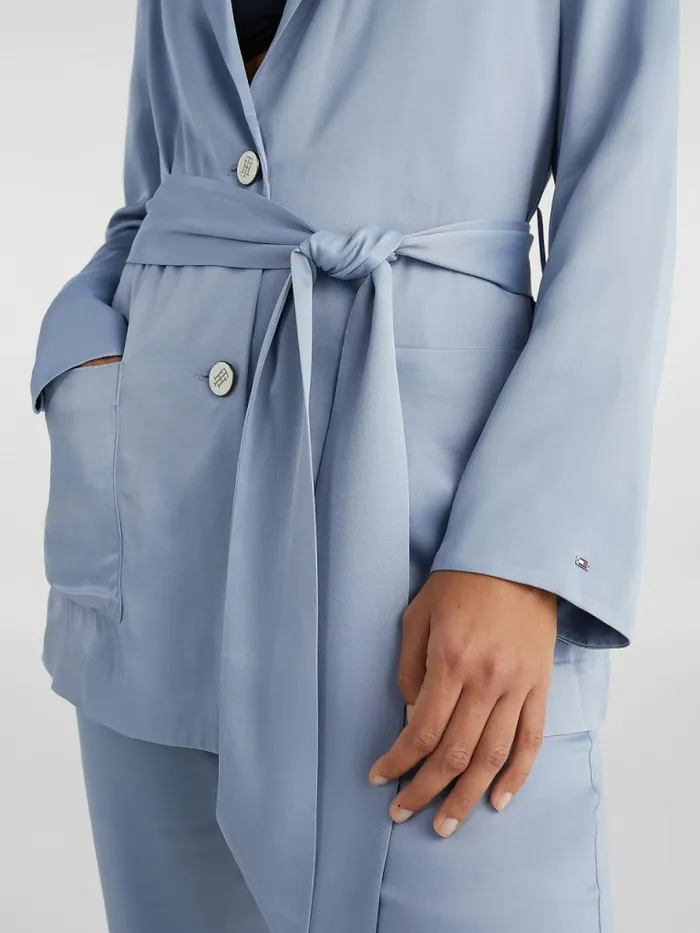 Tommy Hilfiger Belted Satin Blazer Moonstone Womens Blazers