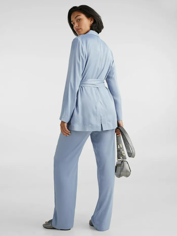 Tommy Hilfiger Belted Satin Blazer Moonstone Womens Blazers