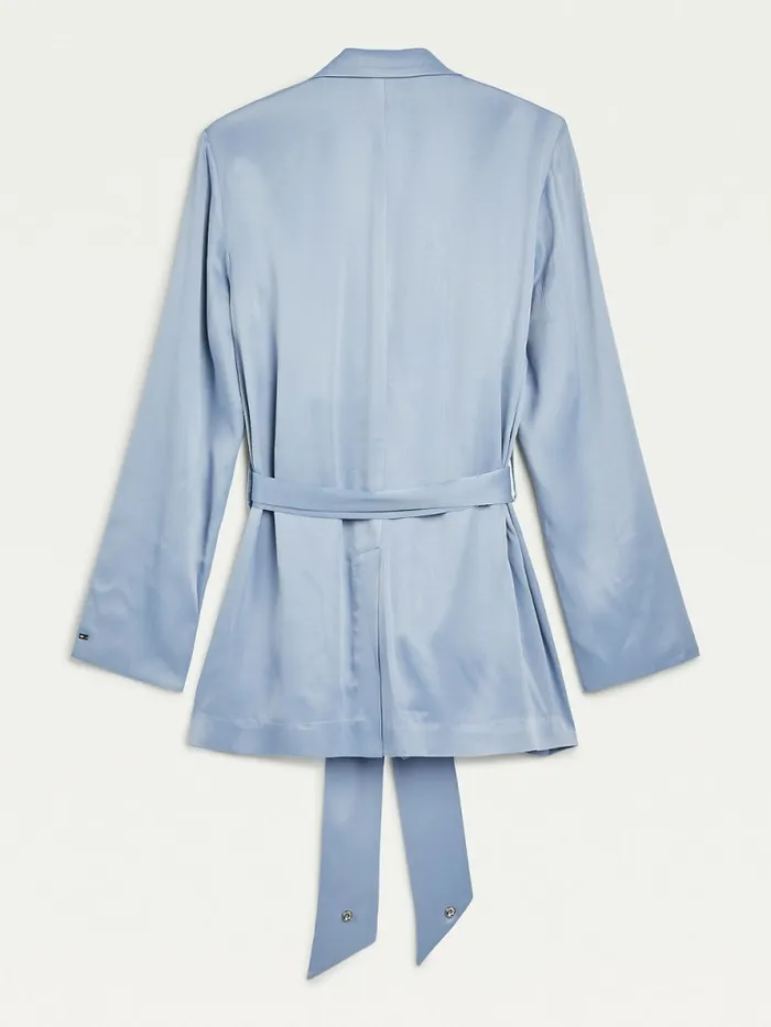 Tommy Hilfiger Belted Satin Blazer Moonstone Womens Blazers