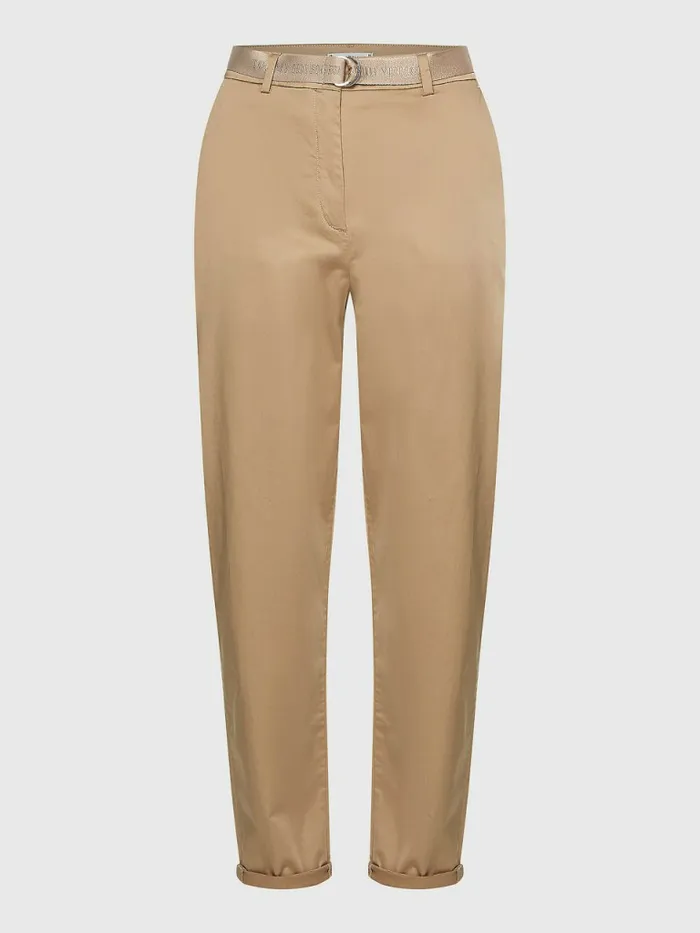 Tommy Hilfiger Belted Waist Tapered Leg Chinos Beige Womens Trousers