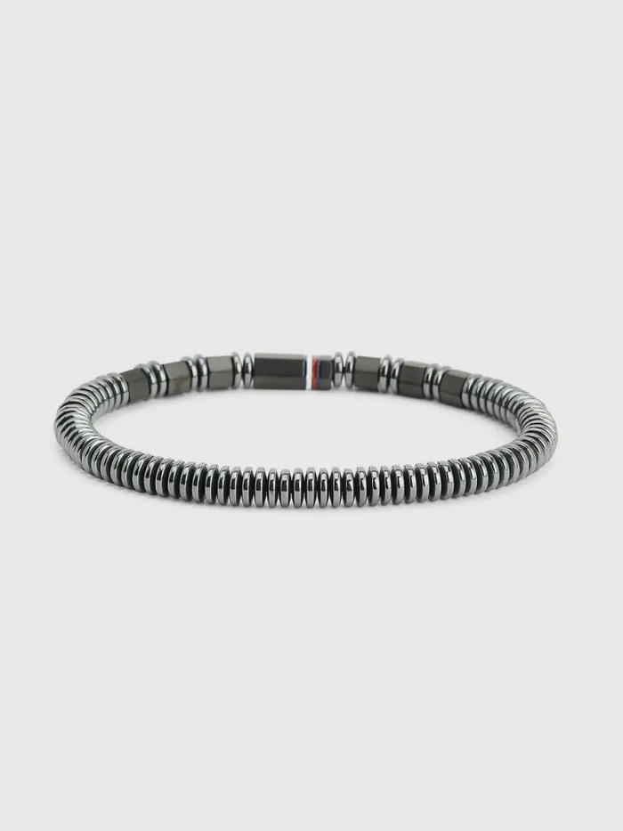 Tommy Hilfiger Black Hematite And Steel Bead Bracelet Black Mens Jewellery and Cufflinks