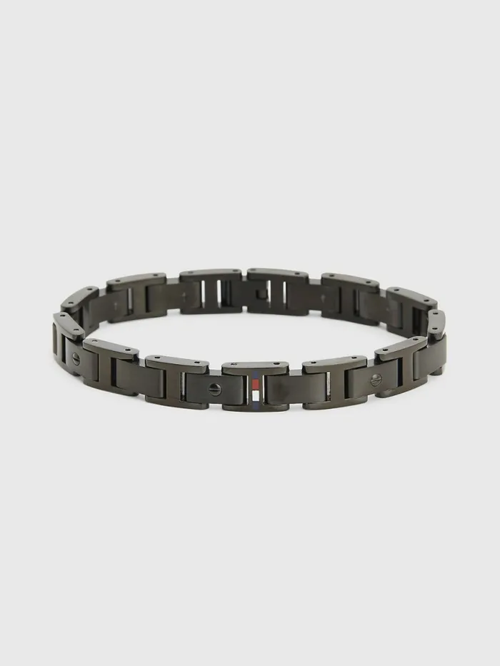 Tommy Hilfiger Black ScrewDetail Bracelet Black Mens Jewellery and Cufflinks