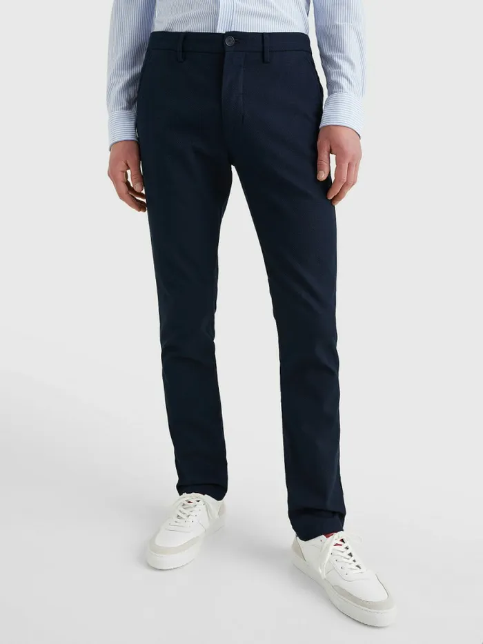 Tommy Hilfiger Bleecker Basket Weave Slim Fit Chinos Desert Sky Mens Trousers