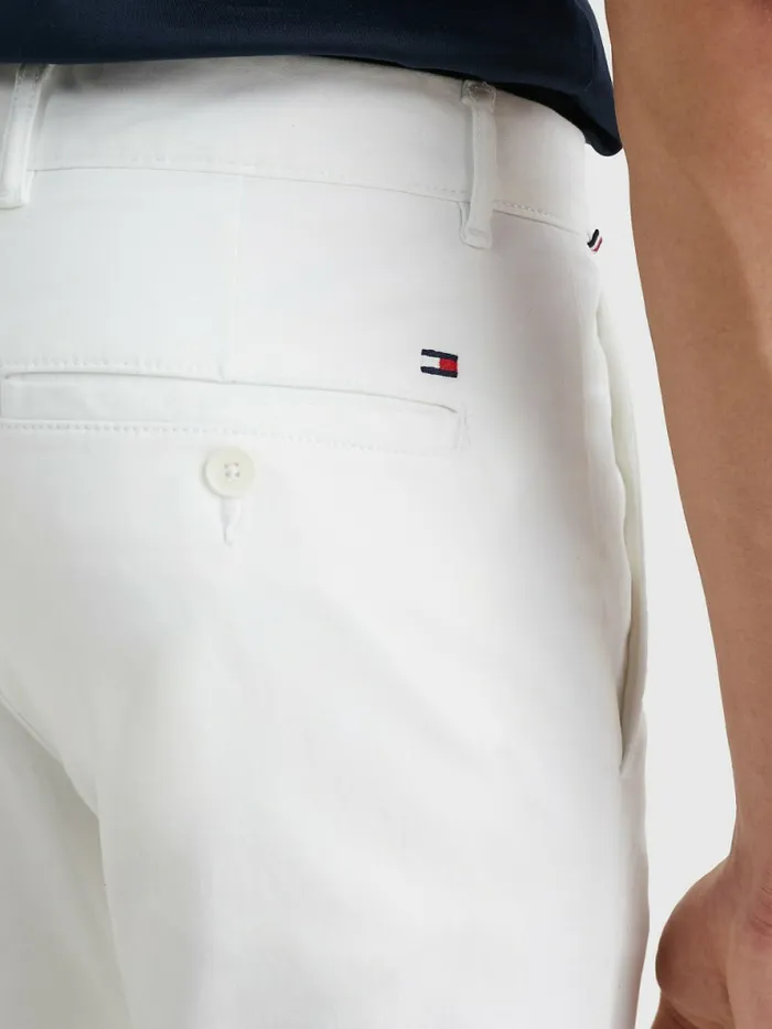 Tommy Hilfiger Bleecker Satin Slim Fit Chinos Th Optic White Mens Trousers