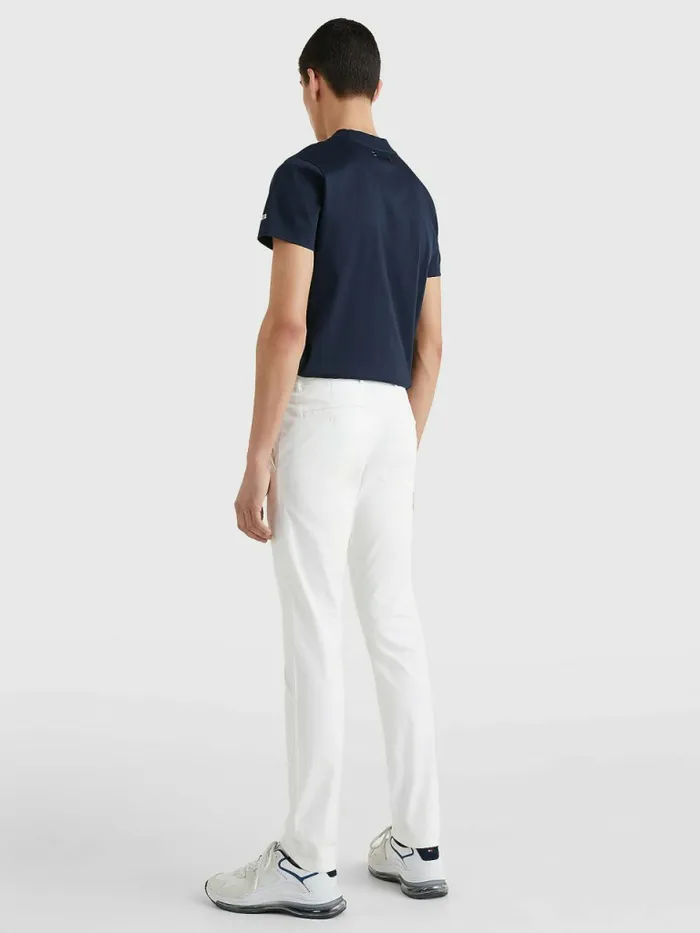 Tommy Hilfiger Bleecker Satin Slim Fit Chinos Th Optic White Mens Trousers