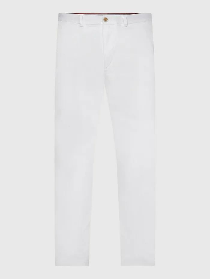 Tommy Hilfiger Bleecker Satin Slim Fit Chinos Th Optic White Mens Trousers