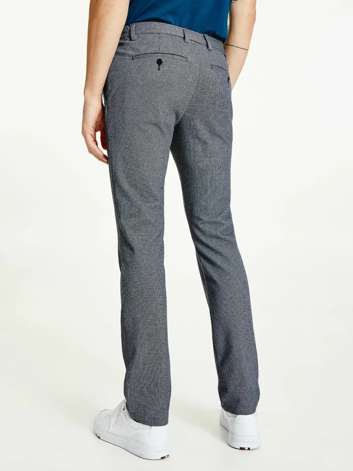 Tommy Hilfiger Bleecker Slim Puppytooth Check Trousers Desert Sky Mens Trousers