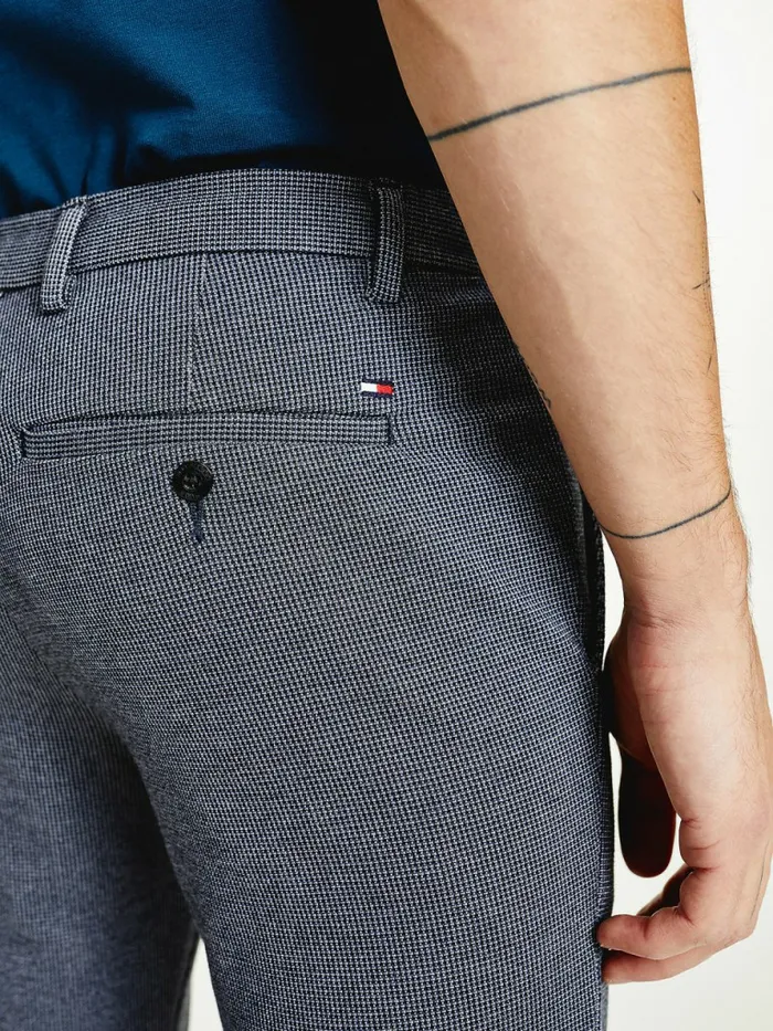 Tommy Hilfiger Bleecker Slim Puppytooth Check Trousers Desert Sky Mens Trousers