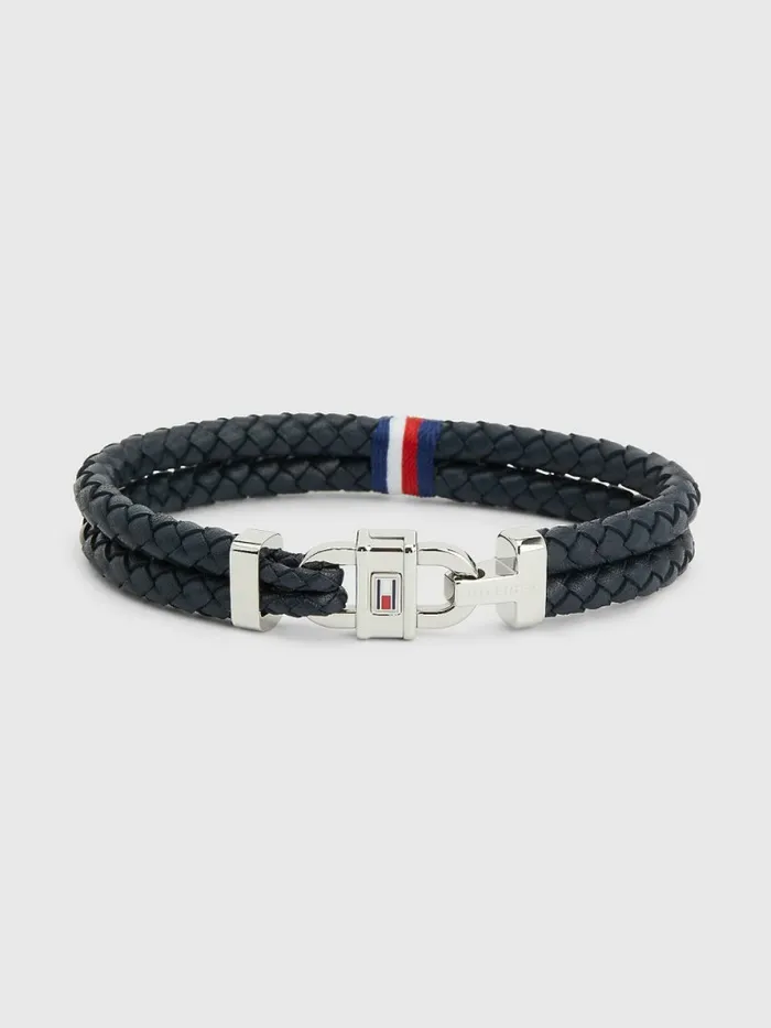 Tommy Hilfiger Blue Leather Carabiner Bracelet Navy Mens Jewellery and Cufflinks Tommy Hilfiger Blue Leather Carabiner Bracelet Navy Mens Jewellery and Cufflinks