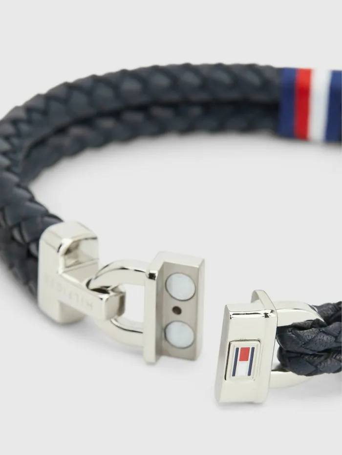 Tommy Hilfiger Blue Leather Carabiner Bracelet Navy Mens Jewellery and Cufflinks