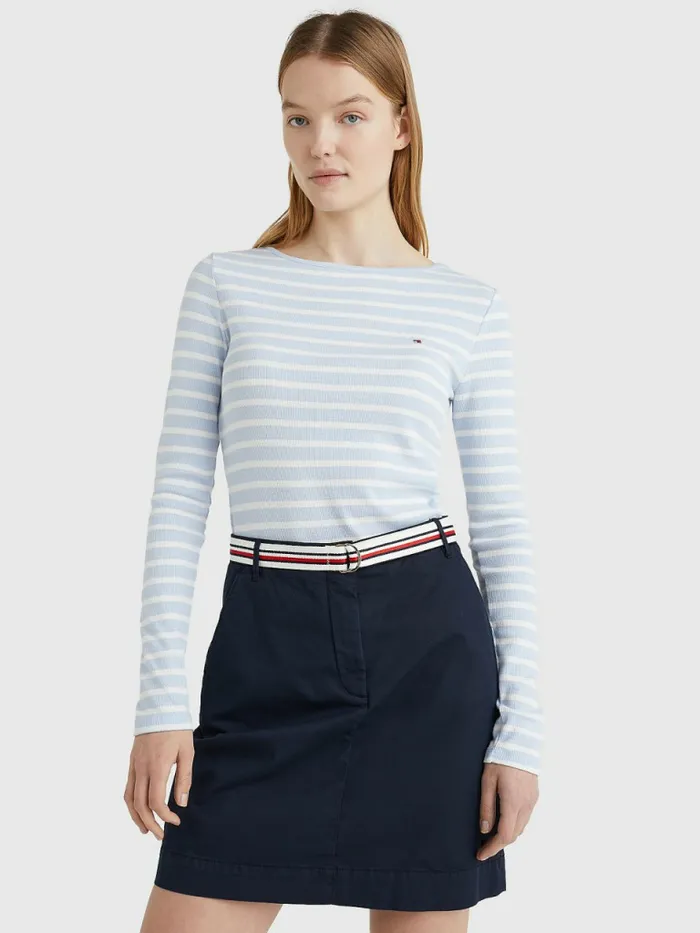 Tommy Hilfiger Boat Neck Long Sleeve Skinny TShirt Breton StpBreezy Blue White Womens TShirts Sale Tommy Hilfiger Boat Neck Long Sleeve Skinny TShirt Breton StpBreezy Blue White Womens TShirts Sale