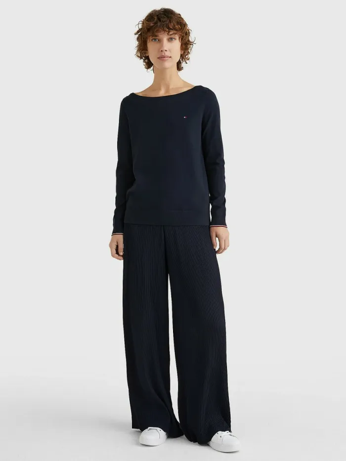 Tommy Hilfiger Boat Neck Organic Cotton Jumper Desert Sky Womens Knitwear Gift Ideas