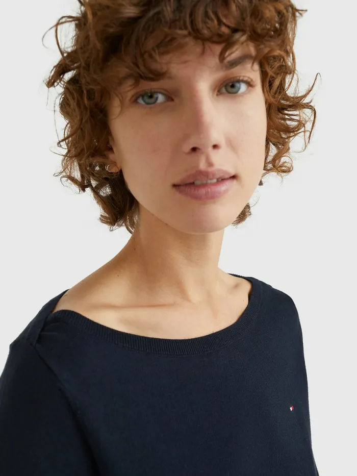 Tommy Hilfiger Boat Neck Organic Cotton Jumper Desert Sky Womens Knitwear Gift Ideas