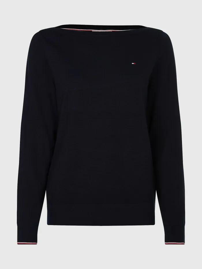 Tommy Hilfiger Boat Neck Organic Cotton Jumper Desert Sky Womens Knitwear Gift Ideas