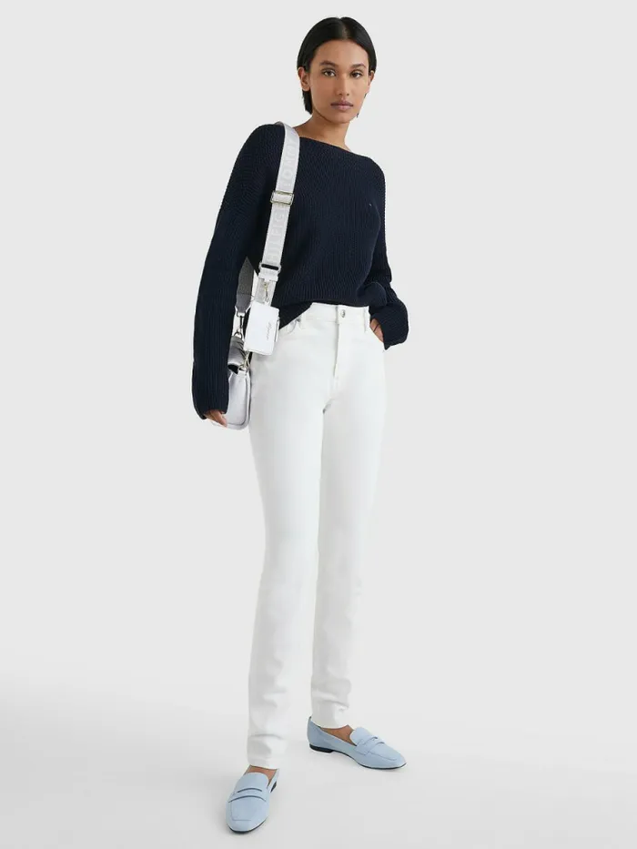 Tommy Hilfiger Boat Neck Relaxed Fit Jumper Desert Sky Womens Knitwear For Sale