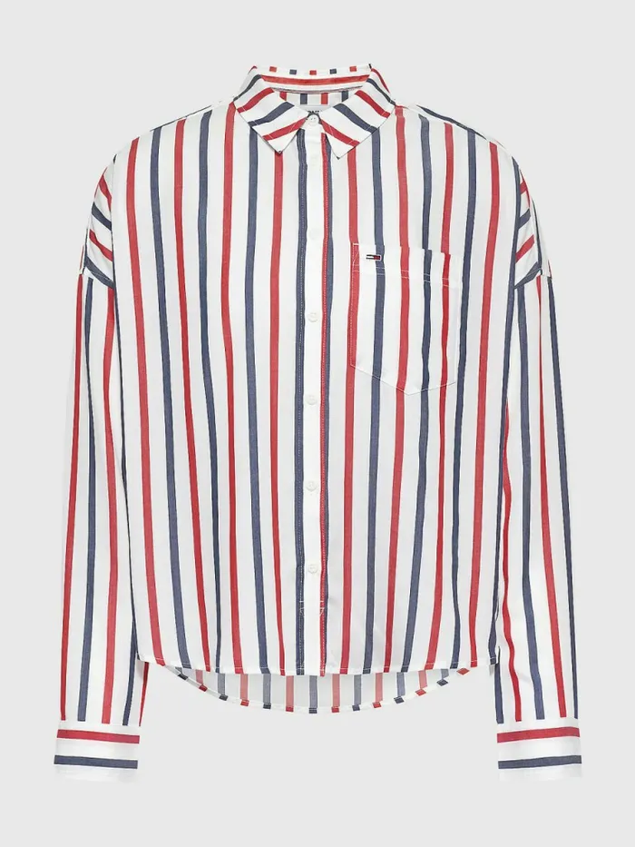 Tommy Hilfiger Boxy Stripe Shirt WhiteMulti Womens Shirts and Blouses Gift for Friend