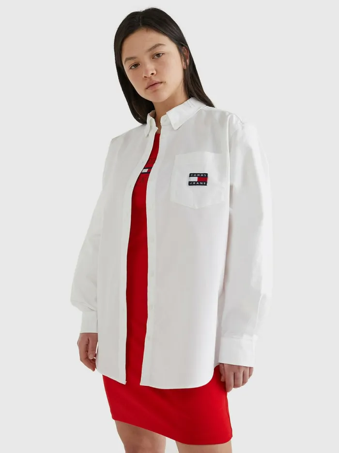 Tommy Hilfiger Boyfriend Fit Shirt White Womens Shirts and Blouses Cheap On Sale Tommy Hilfiger Boyfriend Fit Shirt White Womens Shirts and Blouses Cheap On Sale