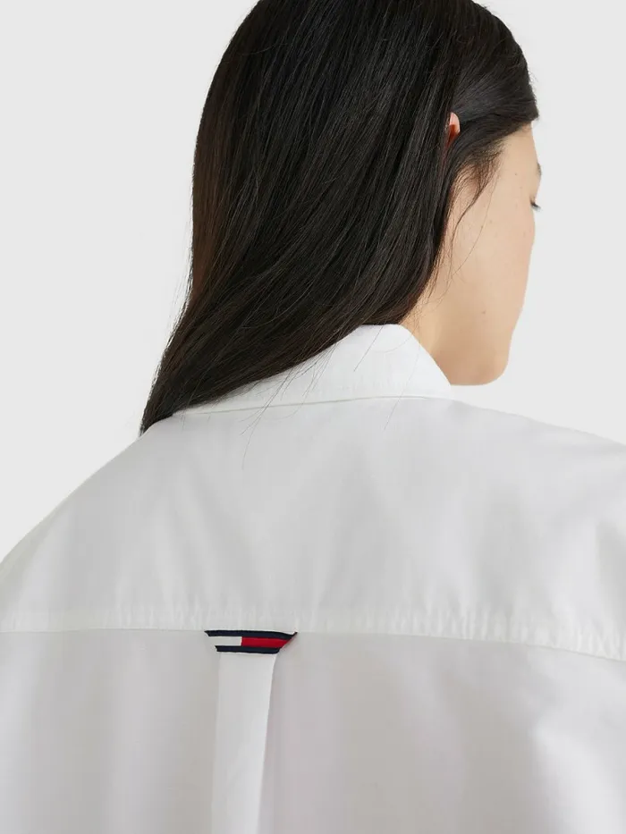 Tommy Hilfiger Boyfriend Fit Shirt White Womens Shirts and Blouses Cheap On Sale