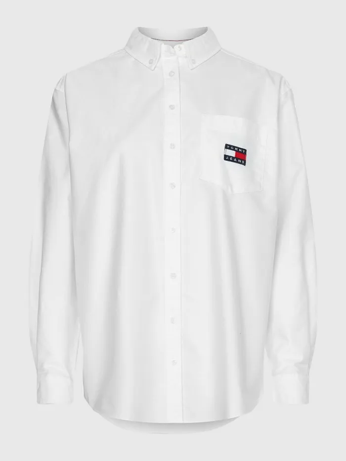 Tommy Hilfiger Boyfriend Fit Shirt White Womens Shirts and Blouses Cheap On Sale