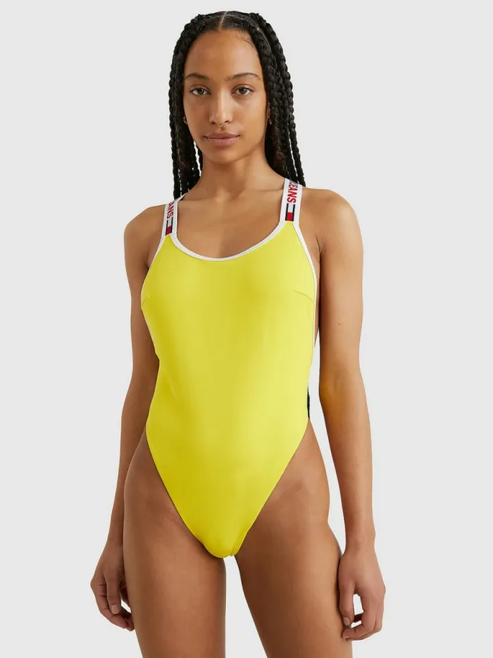 Tommy Hilfiger Brazilian One Piece Swimsuit Magnetic Yellow Womens Swimwear Fashion Tommy Hilfiger Brazilian One Piece Swimsuit Magnetic Yellow Womens Swimwear Fashion