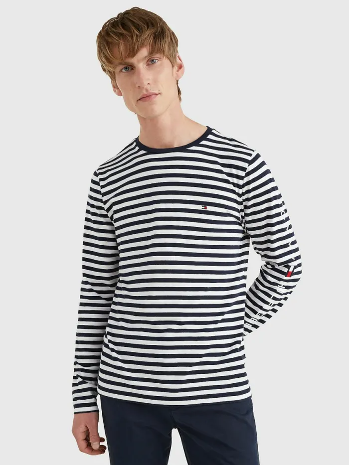 Tommy Hilfiger Breton Stripe Long Sleeve TShirt Desert SkyWhite Mens TShirts Online Tommy Hilfiger Breton Stripe Long Sleeve TShirt Desert SkyWhite Mens TShirts Online