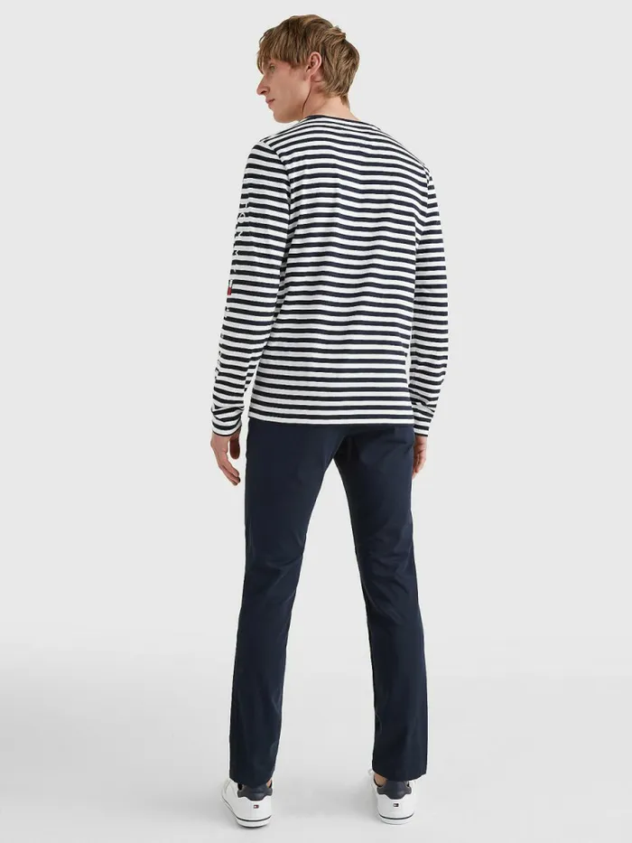 Tommy Hilfiger Breton Stripe Long Sleeve TShirt Desert SkyWhite Mens TShirts Online