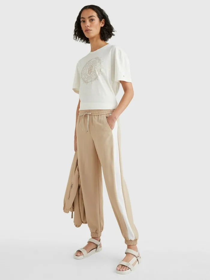 Tommy Hilfiger Breton Stripe Relaxed Fit TShirt Breton StpEcru Beige Womens TShirts Cheap On Sale