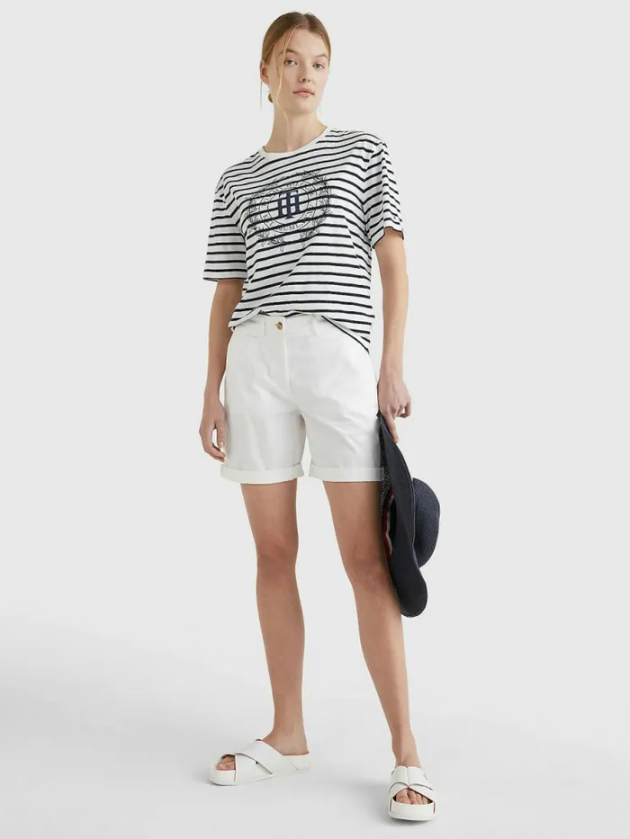 Tommy Hilfiger Breton Stripe Relaxed Fit TShirt Breton StpEcru Desert Sky Womens TShirts Online