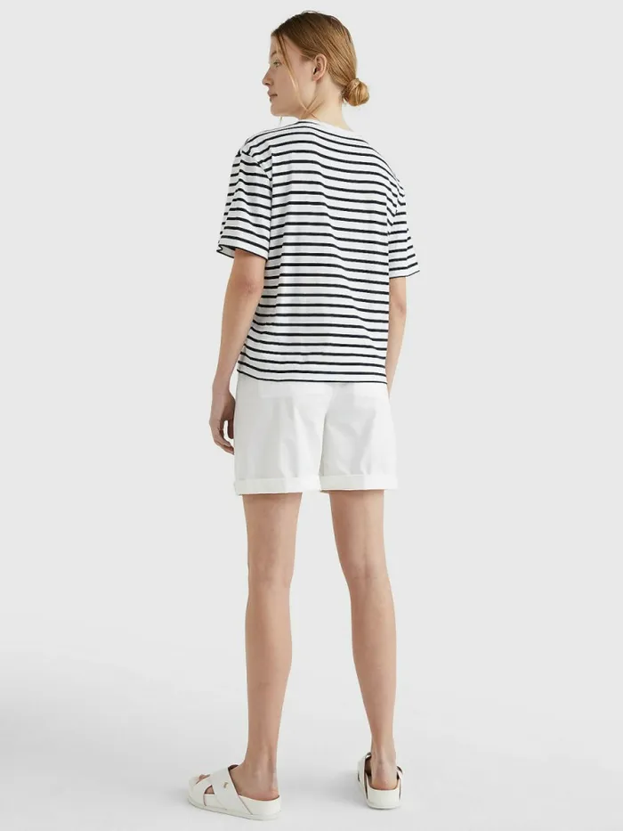 Tommy Hilfiger Breton Stripe Relaxed Fit TShirt Breton StpEcru Desert Sky Womens TShirts Online
