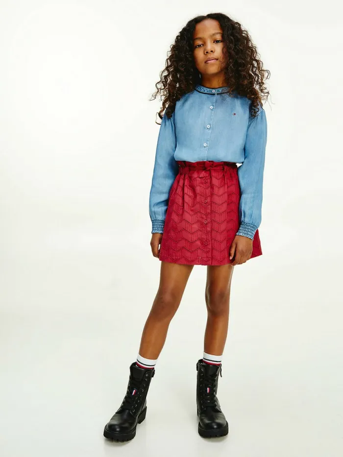 Tommy Hilfiger Broderie Anglaise Paperbag Waist Skirt Cranberry Crush Girls Trousers Shorts and Skirts Gift 4 You Tommy Hilfiger Broderie Anglaise Paperbag Waist Skirt Cranberry Crush Girls Trousers Shorts and Skirts Gift 4 You