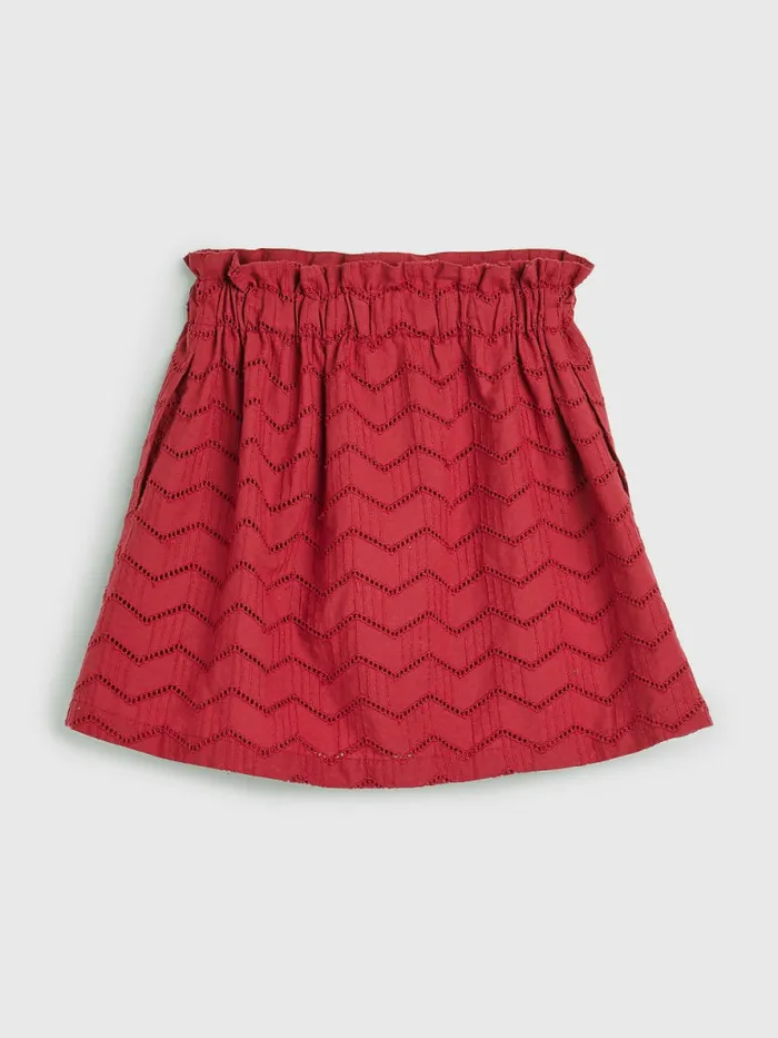 Tommy Hilfiger Broderie Anglaise Paperbag Waist Skirt Cranberry Crush Girls Trousers Shorts and Skirts Gift 4 You