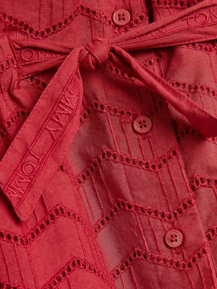 Tommy Hilfiger Broderie Anglaise Paperbag Waist Skirt Cranberry Crush Girls Trousers Shorts and Skirts Gift 4 You