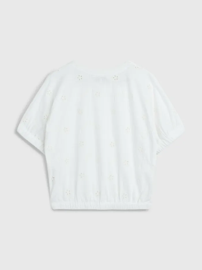 Tommy Hilfiger Broderie Anglaise TShirt White Girls Tops and TShirts Casaul