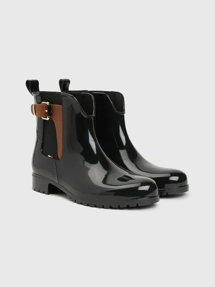 Tommy Hilfiger Buckled Ankle Wellies BlackWinter Cognac Womens Boots Popular