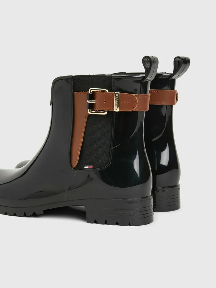 Tommy Hilfiger Buckled Ankle Wellies BlackWinter Cognac Womens Boots Popular