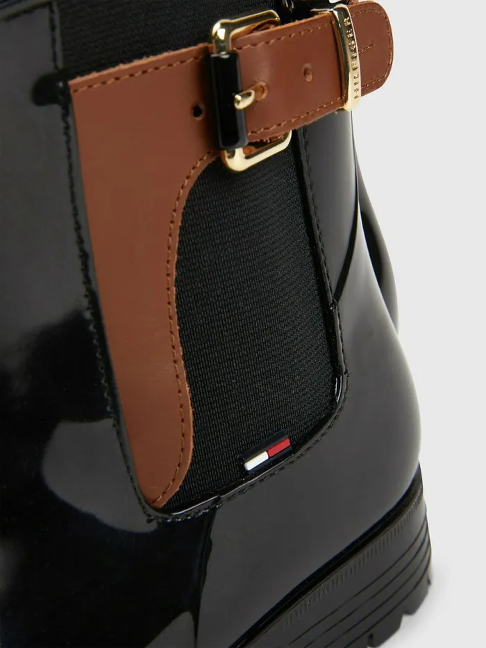 Tommy Hilfiger Buckled Ankle Wellies BlackWinter Cognac Womens Boots Popular