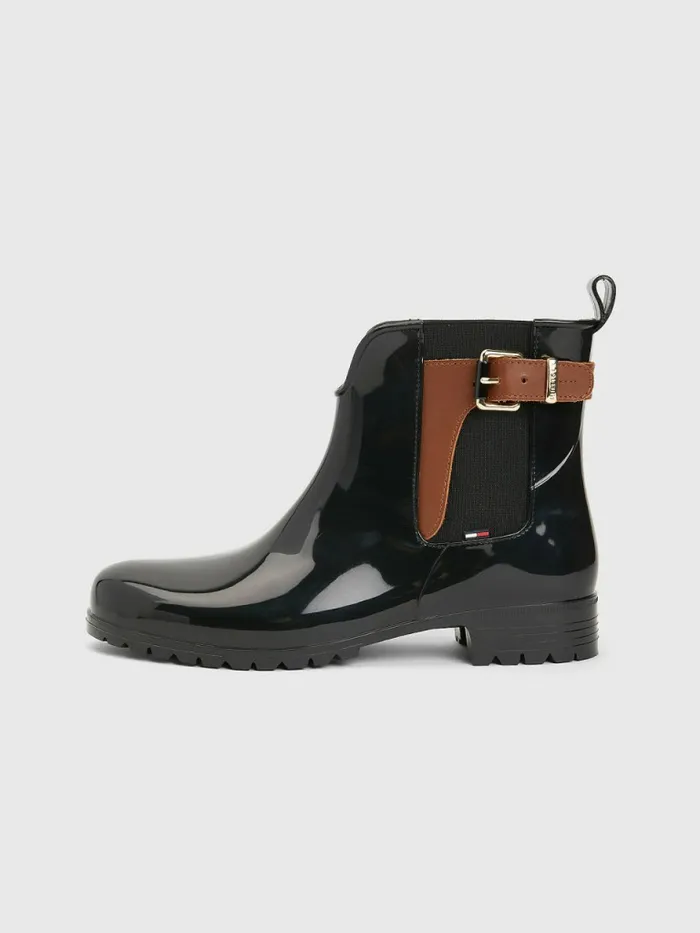 Tommy Hilfiger Buckled Ankle Wellies BlackWinter Cognac Womens Boots Popular