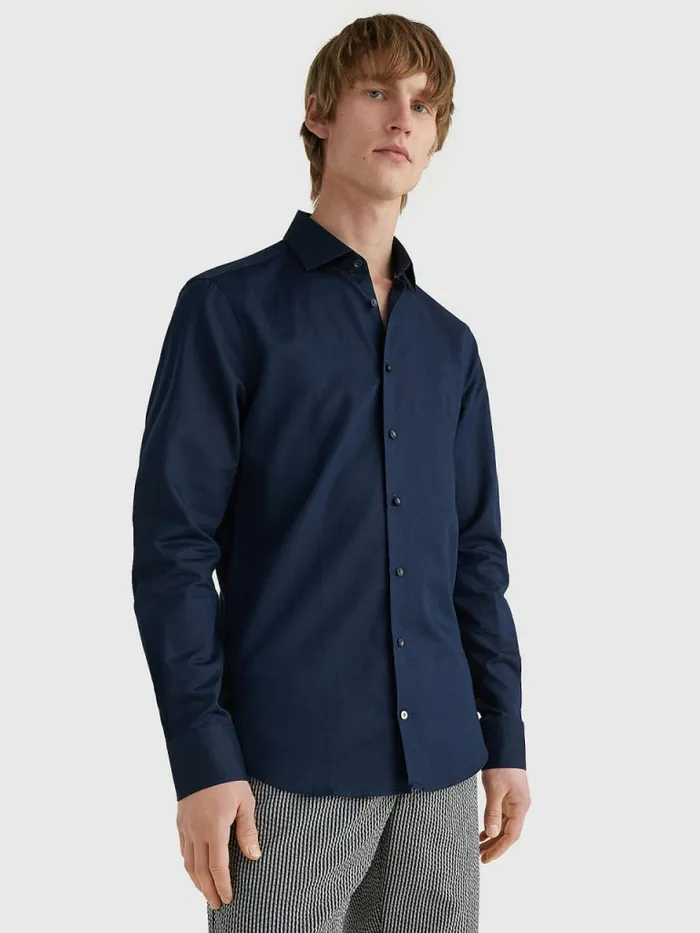 Tommy Hilfiger Business Slim Fit Shirt Navy Iris Mens Shirts Online