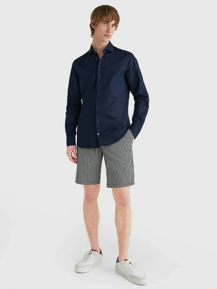 Tommy Hilfiger Business Slim Fit Shirt Navy Iris Mens Shirts Online