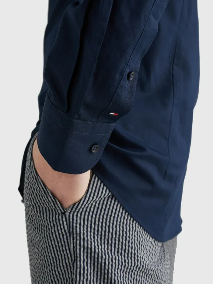 Tommy Hilfiger Business Slim Fit Shirt Navy Iris Mens Shirts Online