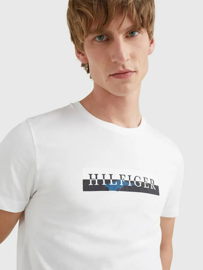 Tommy Hilfiger Camo Graphic Logo TShirt White Mens TShirts Gift for Friend