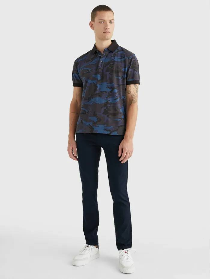 Tommy Hilfiger Camo Print Regular Fit Polo Navy Camo Mens Polo Shirts Gift for Friend