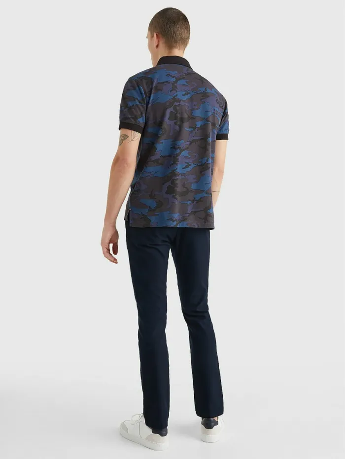Tommy Hilfiger Camo Print Regular Fit Polo Navy Camo Mens Polo Shirts Gift for Friend