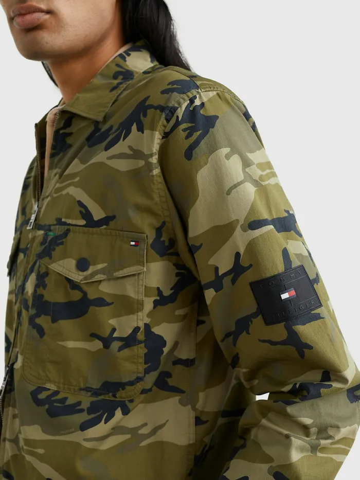 Tommy Hilfiger Camo Print ZipThru Shirt Jacket WoodridgeMulti Mens Shirts Gift for Friend